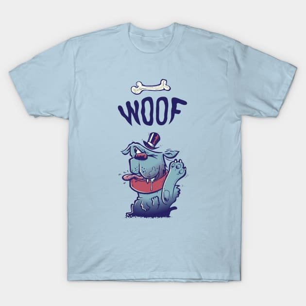 Woof Top Hat Dog T-Shirt by rajibsawami